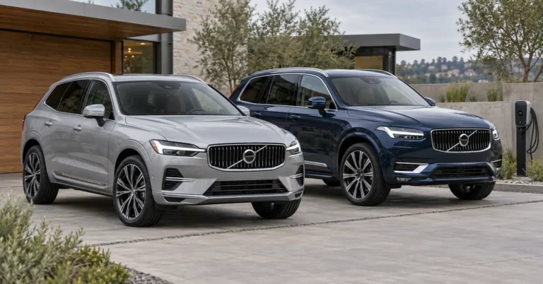 2028 Volvo XC60 and XC90 plug-in-hybrid SUVs parked together